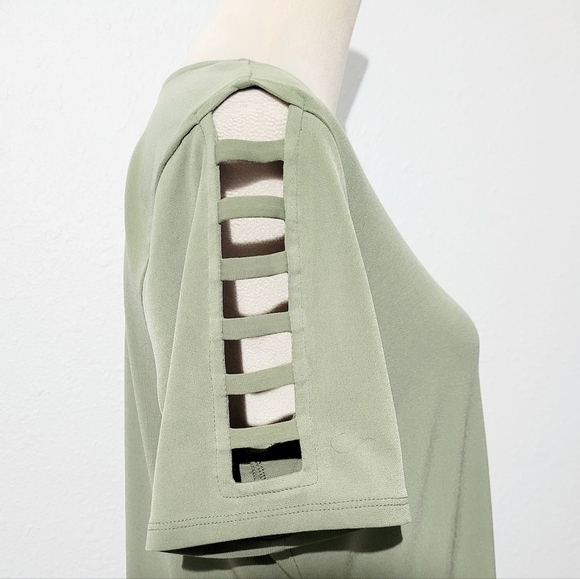 Michael Michael Kors Womens Top Size Large Olive Green Ladder-Cut Sleeve Detail - Picture 4 of 11